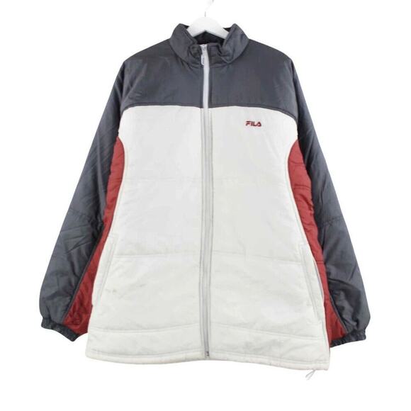 Fila Puffer Jacket XXL Zip Pocket Color Block Street Wear Tennis Euro Red Blue - Picture 1 of 15